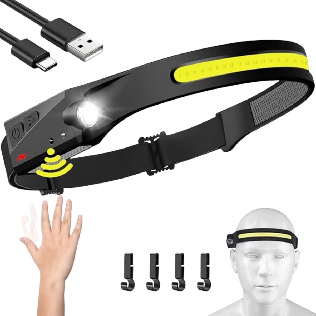 Rechargeable LED headlamp for mechanics and hands-free repairs