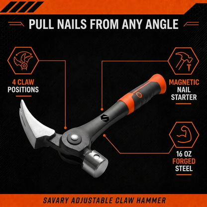 Savary Adjustable Claw Hammer: pull nails from any angle