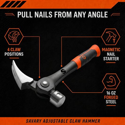 Savary Adjustable Claw Hammer: pull nails from any angle