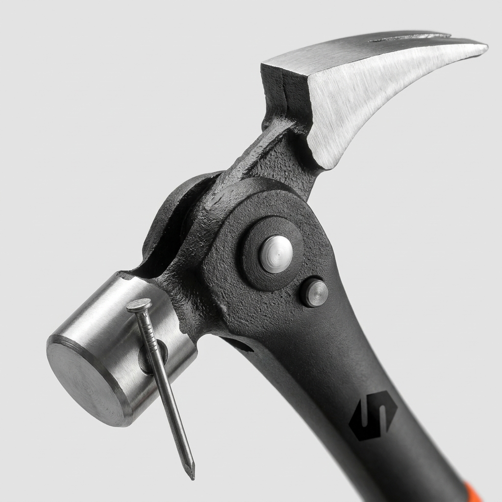 Close-up: pivot pin, index button and magnetic nail slot