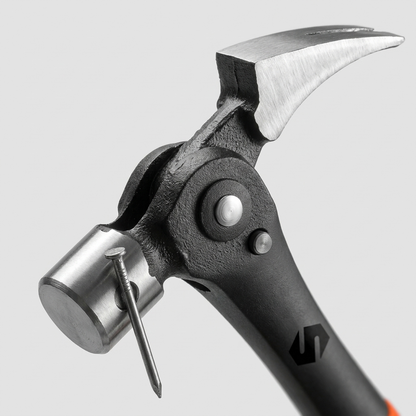 Close-up: pivot pin, index button and magnetic nail slot