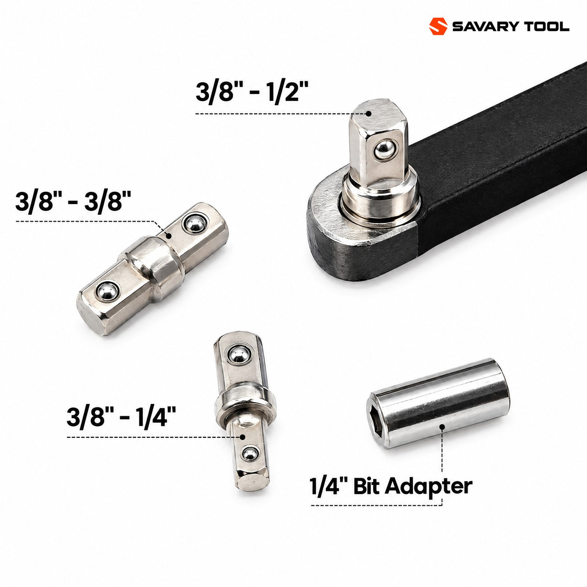 Male socket adapter set 4 pcs with offset wrench
