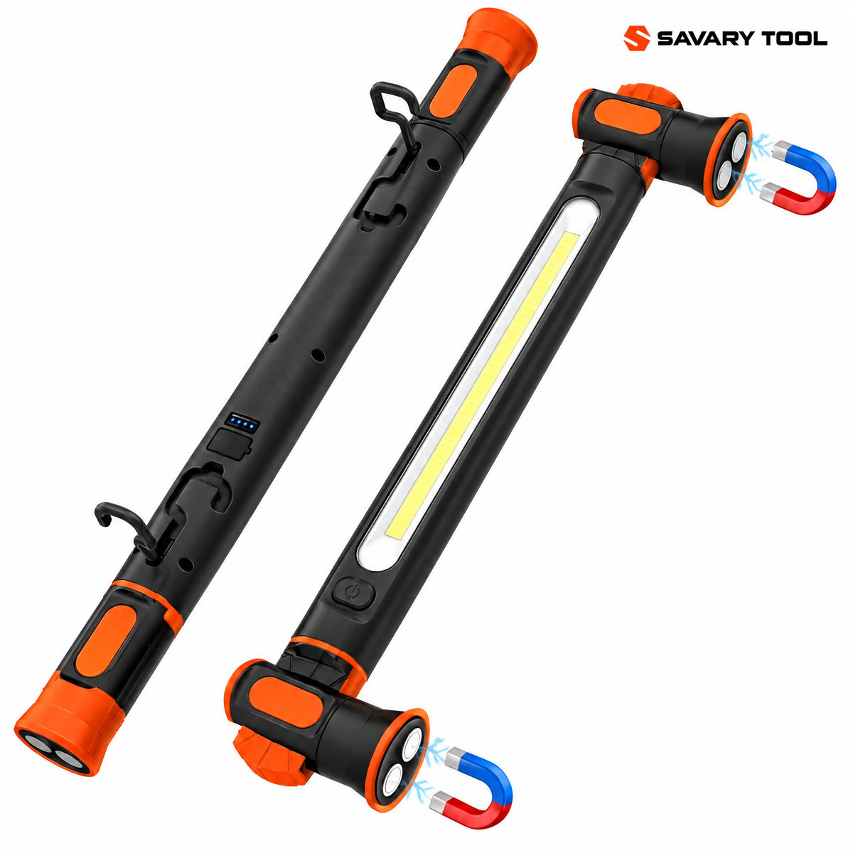 HoodBeam X magnetic LED work light, black and orange