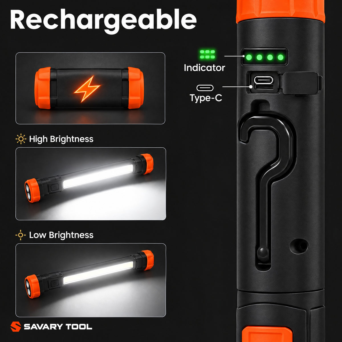 HoodBeam X rechargeable with USB-C and battery indicator