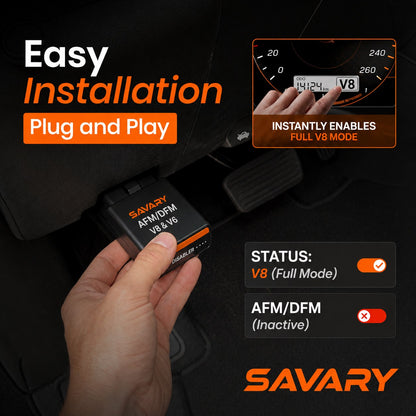 Savary AFM/DFM Disabler plugged into the OBD-II port