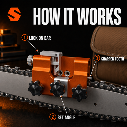 Savary Chainsaw Sharpener how it works card