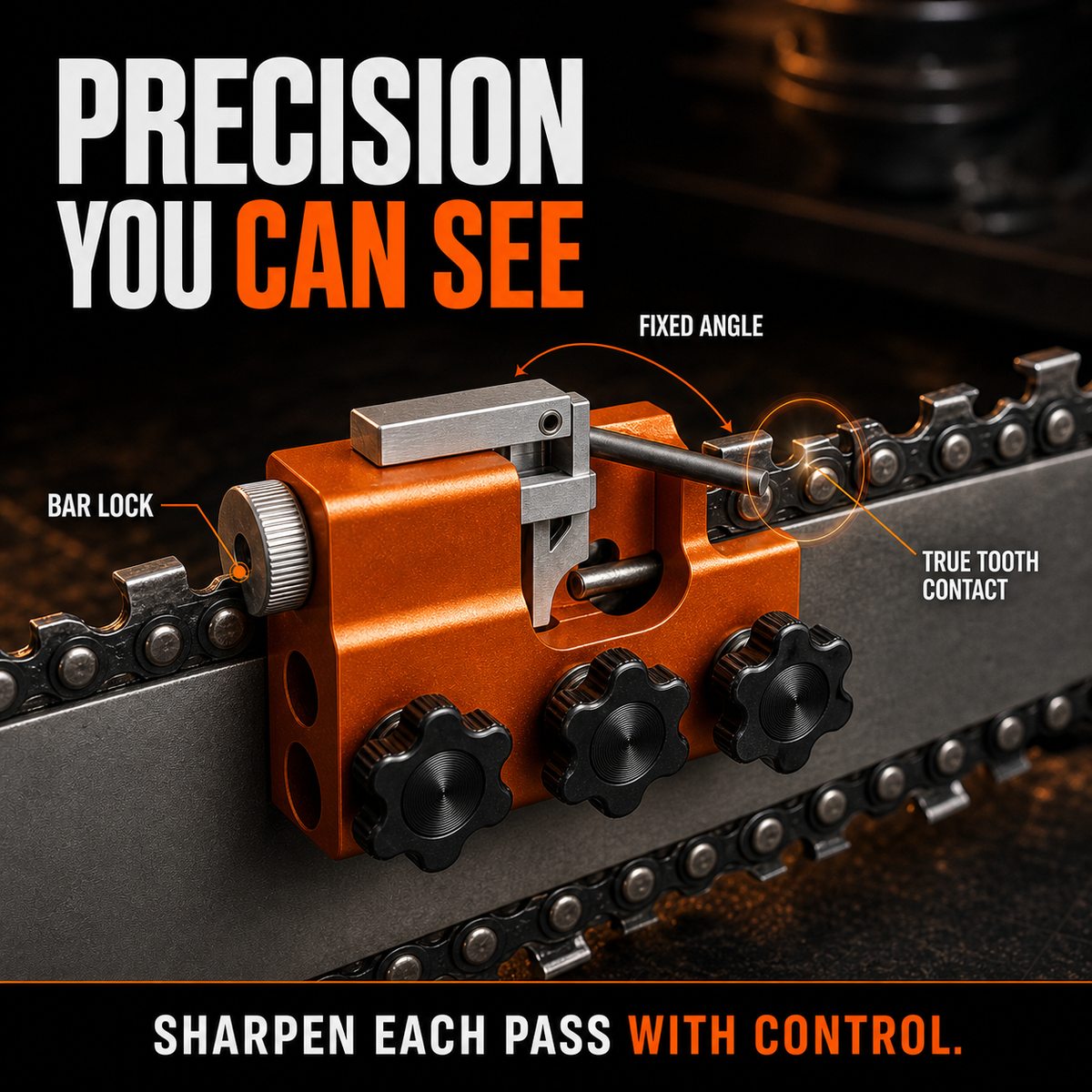 Savary Chainsaw Sharpener precision details card